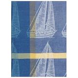 100% Cotton Sailboat Jacquard Check Dishtowel Blue 18 X 28 Set 6 by Traders and Company