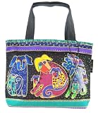 Laurel Burch Dog And Doggie Small Tote Bag Purse
