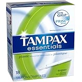 Tampax Essentials Super Absorbency Tampons with Plastic Applicator, Unscented - 18 ct