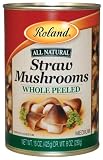 Roland Mushrooms, Straw Whole Peeled, 15-Ounce (Pack of 8)
