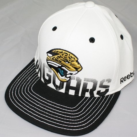 Jacksonville Jaguars Reebok White 2010 Sideline Player Pro Shape Flat Brim Flex Hat