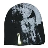 MARVEL PUNISHER SKULL LOGO/ ARSENAL REVERSIABLE BLACK KNIT COTTON BEANIE