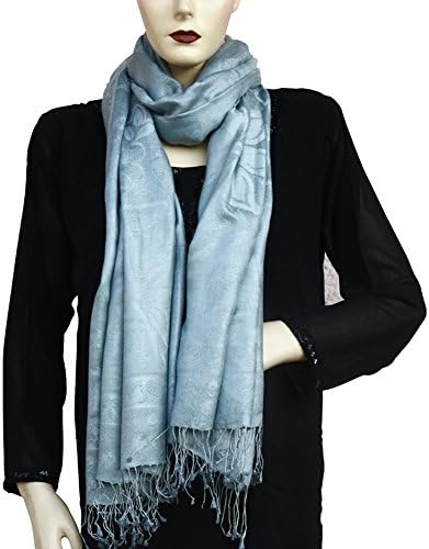 Pashm Silk Soft Pashminas Feel Solid Color Floral Design Stole Shawl 78"x28"