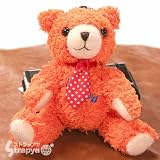 ありがとうパパ。<strong>父の日</strong>に赤いネクタイのI Love Papaベアマスコットボールチェーン(オレンジ)