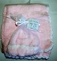 kyle & deena Baby-girls Newborn Popo Chenille Blanket with Cap On Plastic Hanger, Pink/White, One Size
