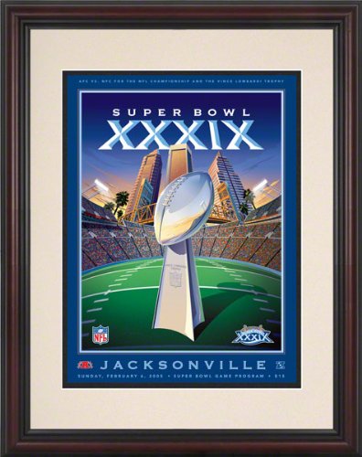 Framed 8.5 x 11 Super Bowl XXXIX Program Print | Details: 2005, Patriots vs Eagles