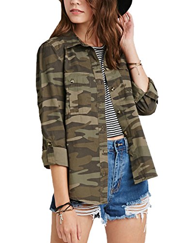 HaoDuoYi Women Military Camouflage Lightweight Thin Jacket Tops