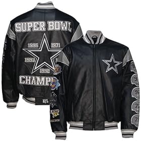 Dallas Cowboys Navy Blue Super Bowl Champions Leather Jacket