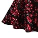 Fancyqube(TM Women Pleated Vintage Skirts Floral Print Midi Skirt Black L