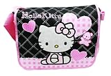 Hello Kitty Black Messenger Bag - Pink Hearts