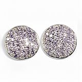 Sterling Silver Earrings with Lavender CZ - Size: 15mm