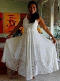 IVORY DRESS LACE UP SEMI SHEER STRAPS FITS - M L XL 1X - C871A