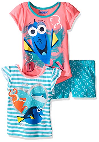Disney Little Girls 3 Piece Finding Dory Short Set, Green, 6