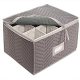 Stemware Storage Chest -Deluxe Quilted Microfiber (Light Gray) (11