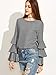 SheIn Women's Round Neck Ruffle Long Sleeve Blouse Small Grey