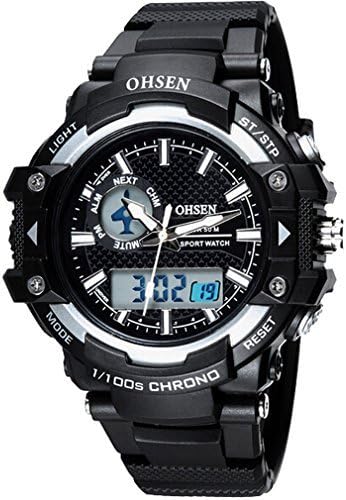 OSHEN Unisex Sports Watch Men's Analog Digital Display Rubber White