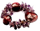 Hush! Aubergine Semi- Precious and Glass Heart Foil Bracelet- Fiesta Collection
