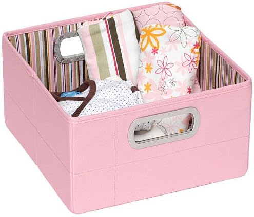 Jj Cole Short Storage Box - Pink Stripe with comfortable metal handles