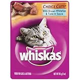 Whiskas Choice Cuts Ocean Whitefish and Tuna Dinner in Sauce Food for Cats, 3-Ounce Pouches (Pack of 24)