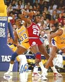 Magic Johnson Autographed/Hand Signed 8x10 Photo vs. 76ers PSA/DNA