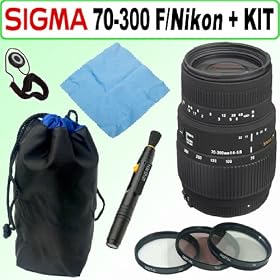 Sigma 70-300mm f/4-5.6 SLD DG Macro Lens with Built-In Motor for "Nikon" Digital SLR Cameras + Deluxe Accessory Kit