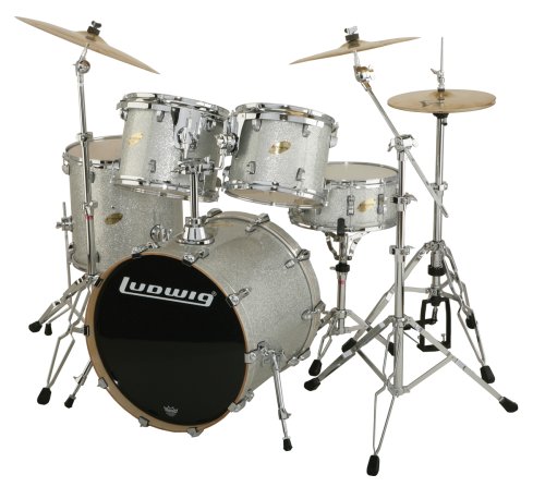 MusicalInstruments: Ludwig LC445GL 5 Piece AccentCS Custom Elite FP Set, Glitter Silver