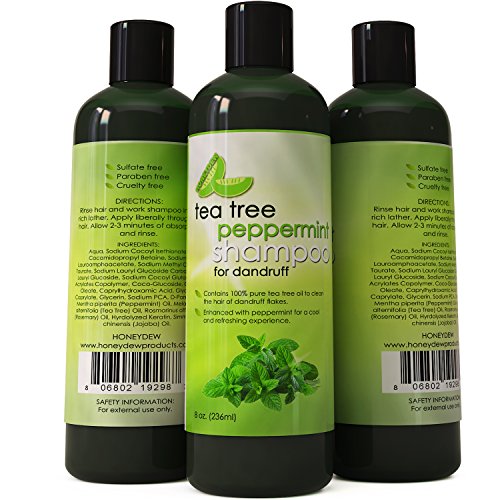 Tea Tree Peppermint Moisturizing Shampoo with Organic Mint and Jojoba Oil (8oz) Color Safe and