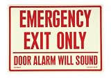 Jessup EG-7520-F-109-RP Emergency Exit Only and Door Alarm Will Sound - Sign, Red Letters on Photoluminescent Background, 14-by-10-Inch
