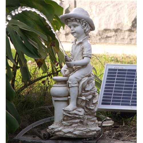 Gtmax Boy Pond Spitter With 5 Watt Solar Powered Garden Water Fountain Pump Kit Save Price With Promotion Today Solar Water Fountain