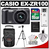 Casio Exilim EX-ZR100 High Speed Digital Camera (Black) with 16GB Card + Ca ....