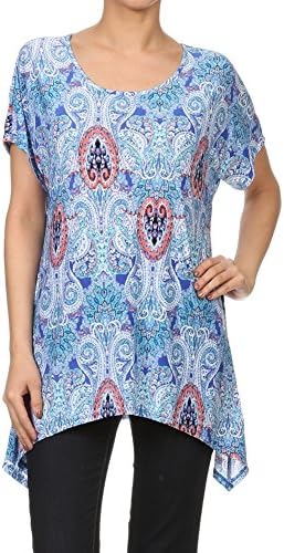 Womens Tunic with Short Sleeves Plus Size (Paisley, XX-Large)
