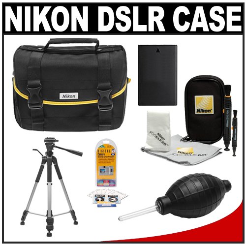 Nikon Starter Digital SLR Camera Case - Gadget Bag with EN-EL9 Battery + Tripod + Accessory Kit for D5000, D3000, D60, D40x & D40