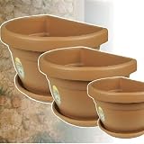 3x Wand Pflanztopf Blumenkasten Balkonkasten Terrakotta