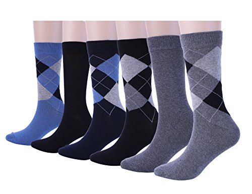 Mens cotton dress socks solid argyle pattern for casual formal bu…