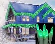Set of 70 LED Green M5 Icicle Christmas Lights - White Wire