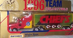 Kansas City Chiefs NFL Diecast 1996 Matchbox Tractor Trailer Football Team Truck White Rose Collectible Car