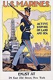 IMAGE OF U.S. Marines, Active Service On Land And Sea, c. 1917 Art Print Poster by Sidney H. Reisenberg