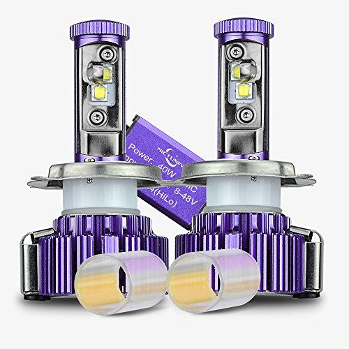 MICTUNING [LUMA+] H4, 9003, HB2, Hi/Lo Beam Cree LED Headlight Bulbs – 80W 8,000Lm White(6,000K)/Amber(3,000K) Plug & Play Conversion Kit (Pack of 2)