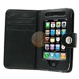 Black Leather Wallet Case w/ Slot for Business or Credit Card for Apple iPhone 3G /3GS