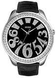GUESS Black Leather Strap Watch