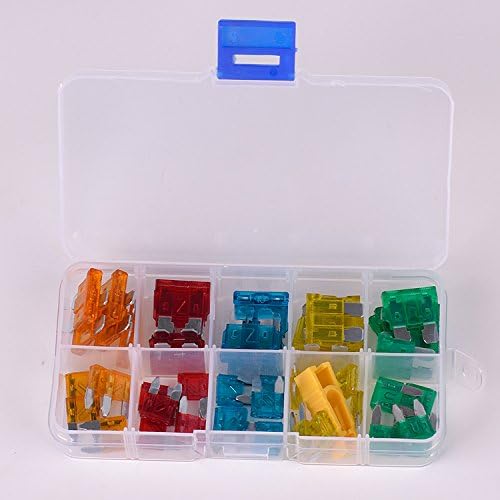 50Pcs 5A 10A 15A 20A 30A Mini and Medium car Blade Fuse Kit Assorted with FUSE PULLER