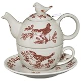 Red Bird Toile Tea for One