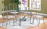 5 pc metal and glass dining room table set