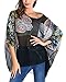 DJT Womens Batwing Sleeve Round Neck Flower Semi Sheer Top One Size Black #7