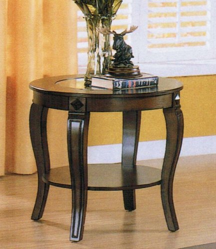 End Table with Glass Walnut Finish