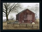 Flag Barn by Billy Jacobs Primitive Folk Art Americana Landscape 27x21 in Framed Art Print Picture