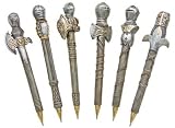 Medieval Knight Pen Set - 6 Different Pens Featuring Detailed Knight Helmets