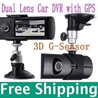 X3000 2.7' 140° Dual Lens dash board camera car dvr black box video recorder + gps logger