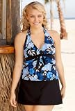 Beach Belle® Blue Maui Halter Tie Front Skirtini - Plus Size Swimwear Plus Size Swimsuits