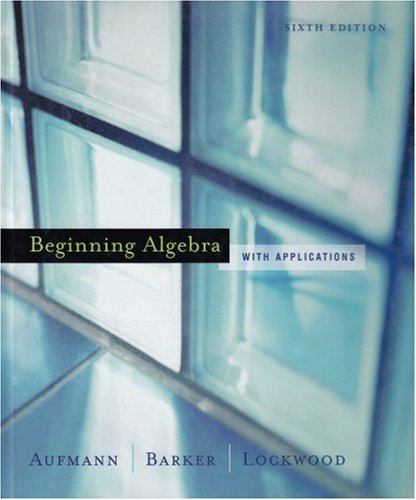 Cover image : Beginning Algebra with Applications